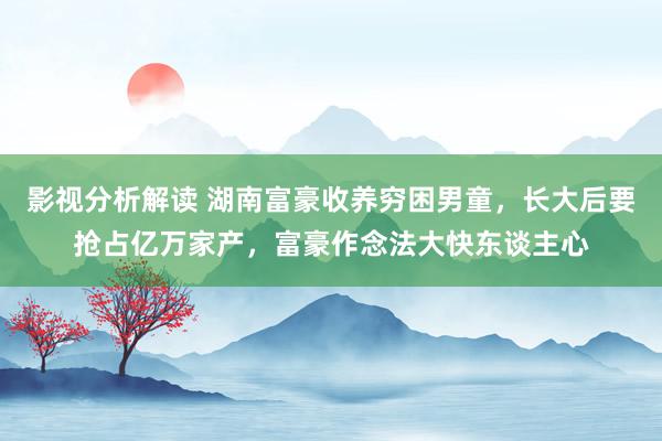 影视分析解读 湖南富豪收养穷困男童，长大后要抢占亿万家产，富豪作念法大快东谈主心