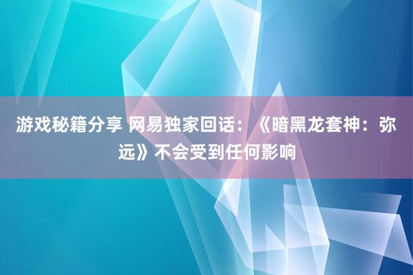 游戏秘籍分享 网易独家回话：《暗黑龙套神：弥远》不会受到任何影响