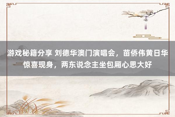 游戏秘籍分享 刘德华澳门演唱会，苗侨伟黄日华惊喜现身，两东说念主坐包厢心思大好