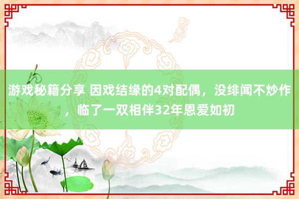 游戏秘籍分享 因戏结缘的4对配偶，没绯闻不炒作，临了一双相伴32年恩爱如初