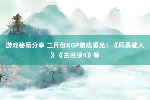 游戏秘籍分享 二月份XGP游戏曝光！《风暴硬人》《古惑狼4》等