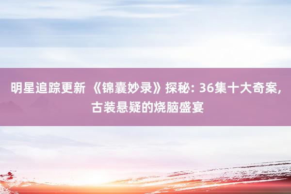 明星追踪更新 《锦囊妙录》探秘: 36集十大奇案, 古装悬疑的烧脑盛宴